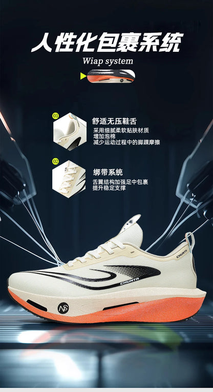 Carbon board men's and women's anti slip running shoes, professional marathon sports breathable mesh CHUNTA sports shoes