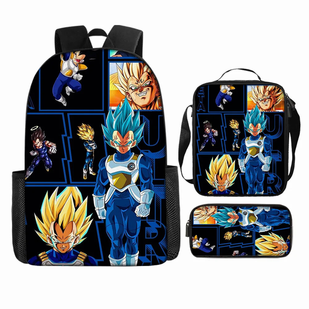 Dragon Ball 3Pcs/Set Backpacks Goku Vegeta Cartoon Print Lunch Bag Pencil Bags Student Casual School Bags Return To School Gift