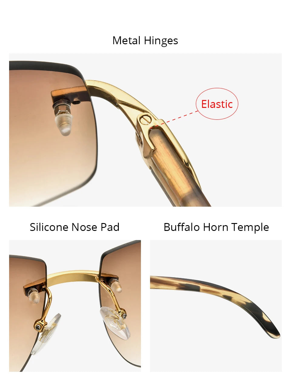 HEPIDEM Buffalo Horn Glasses Men Famous Brand Design Rimless Sunglasses Women Luxury Eyewear Horn-Rim Frameless Buffs Eyeglasses