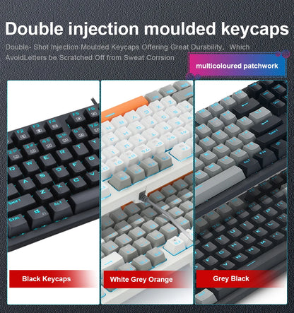 E-YOOSO K620 USB Mechanical Gaming Keyboard Wired Blue Red Switch Monochrome LED Backlit 87 Key for Computer Laptop PC