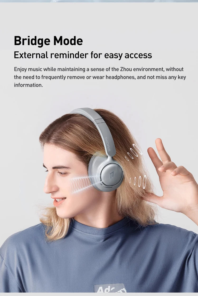 Auscultadores 1MORE SonoFlow S Bluetooth Sem Fios com Cancelamento de Ruído 42dB ANC, Áudio Hi-Res, Autonomia de 90H, Over-Ear