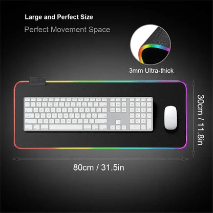 Gaming Call of Duty RGB Mouse Pad Office Large Size PC LED Glowing Keyboard Natural Rubber Anti-Slip Mice Mats Lock Edge Thicken
