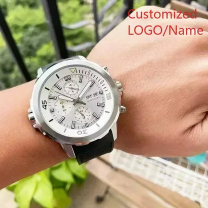 A11 Store Customized Watch Quartz Chronograph Special and External Rotating Bezel Gray Dial Men Watch Full Function Aquatimer