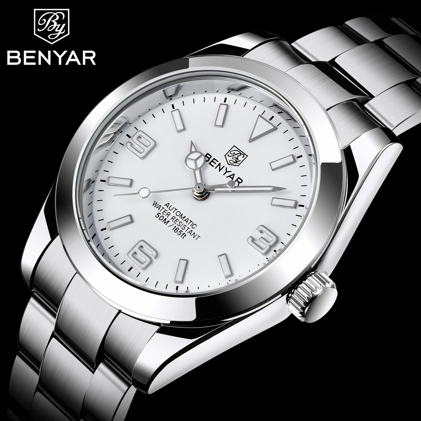 BENYAR 2025 Novo Relógio Mecânico Automático para Homem, Estilo Business e Desportivo, Relógio Masculino de Luxo, 50M à Prova de Água