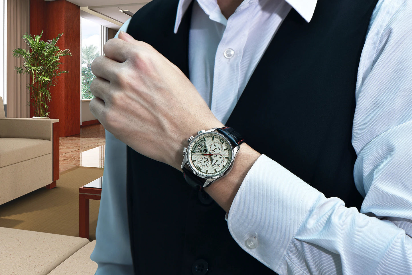 PAGANI DESIGN 2026 New Men's Quartz Watch Hardlex Crystal 50M Water Resistance Calendar Luminous Leather Strap Model PD3306