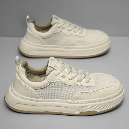 Sneakers da uomo ultraleggere in rete traspirante, scarpe casual alla moda con suola spessa, comode scarpe da ginnastica stringate per camminare tutti i giorni