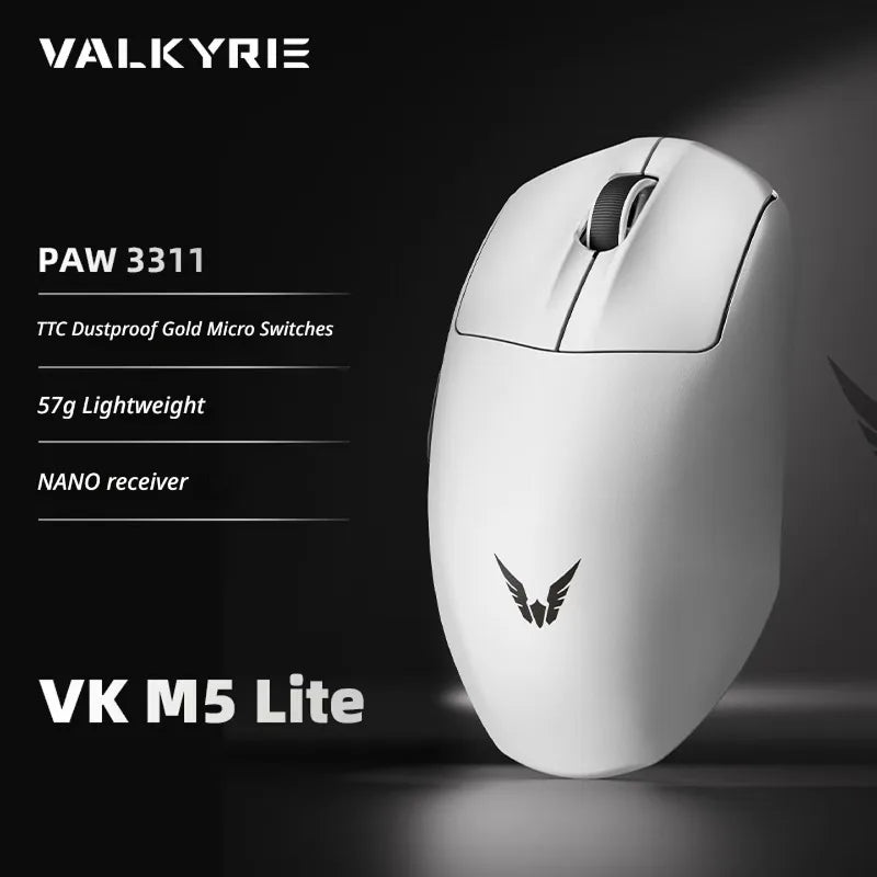 Mouse gaming wireless VALKYRIE VK M5 PRO con doppio 8K, ricevitore con display intelligente, ergonomico, leggero e a bassa latenza
