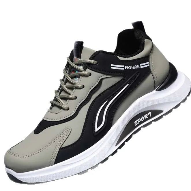 Men's Fashionable Korean Style Lace-Up Casual Running Shoes Comfortable Breathable Thick Bottom Sports Sneakers