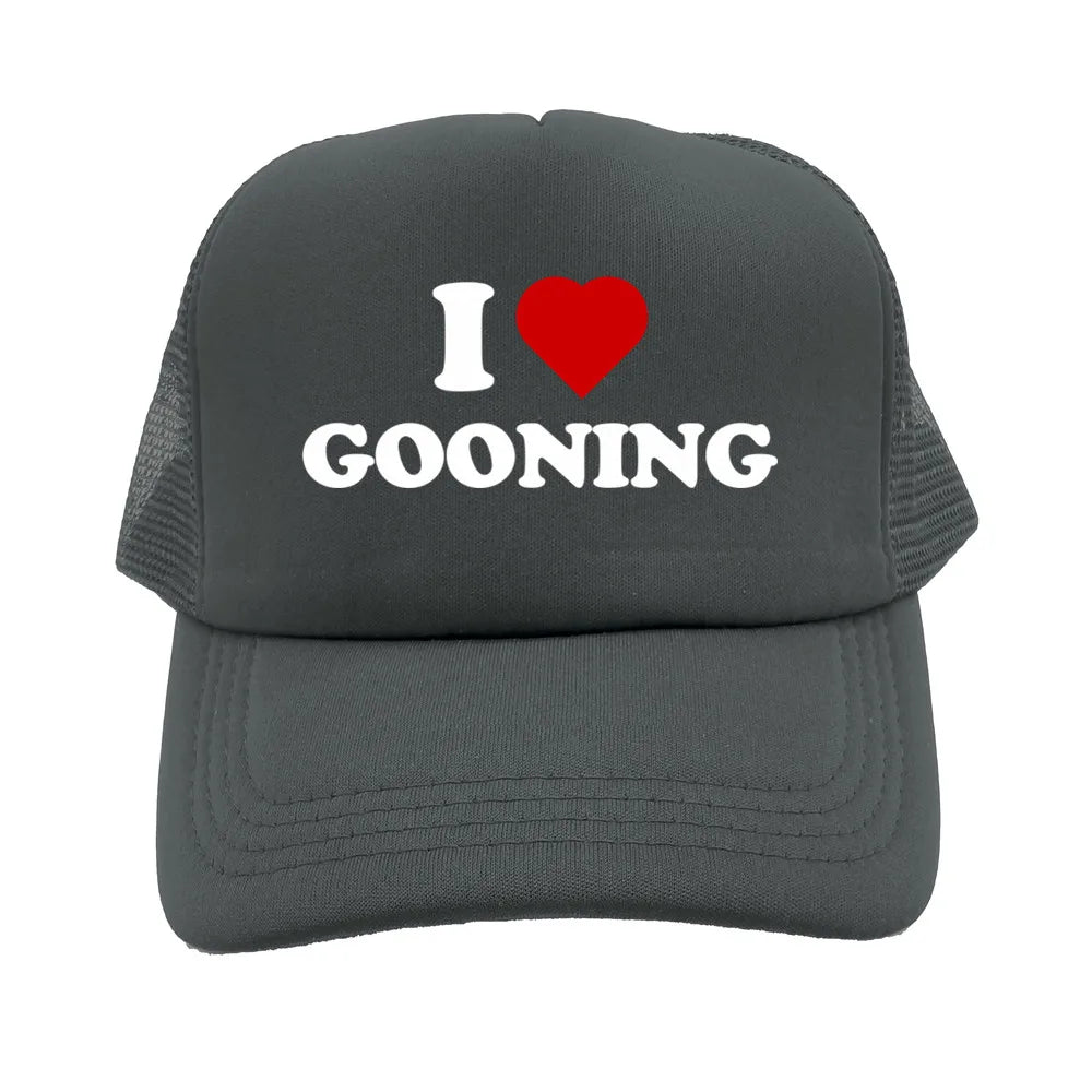 Casquettes de baseball humoristiques « I Love Gooning » – Casquette d'été tendance pour homme en maille, casquette de camionneur humoristique, casquettes unisexes d'extérieur en maille MZ-080