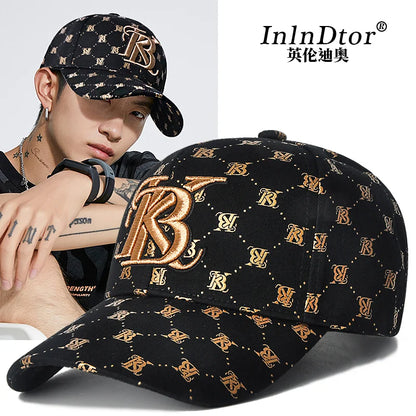 Boné de basebol estilo casal 2025 com estampado e bordado coreano para mulher, para festa ao ar livre, quatro estações, boné masculino
