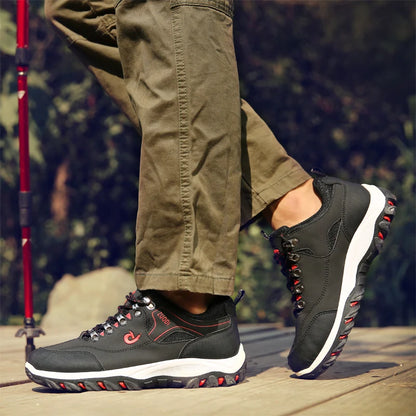 Autumn And Winter Models, Men's Waterproof Hiking Shoes, Outdoor PU Leather Sports Shoes, Wear-Resistant,  Walking, Tactical