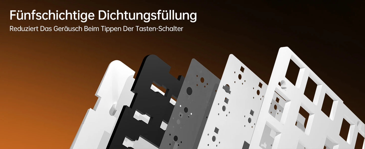 German Version Ajazz Ak820 Gaming Mechanical Keyboard, German Keyboard, ISO-DE Layout Qwertz Hot-Swappable Volume Knob, Holiday Gift