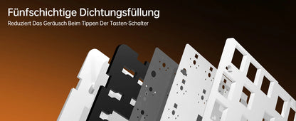 German Version Ajazz Ak820 Gaming Mechanical Keyboard, German Keyboard, ISO-DE Layout Qwertz Hot-Swappable Volume Knob, Holiday Gift