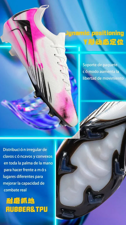 New Men Football Boots Match Soccer Shoes FG Ultralight Drop Shipping Training Shoes Cleats Outdoor Soccer Non-Slip Long Spikes