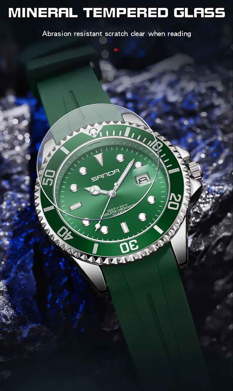 SANDA 7018 Hot Sell Men Quatrz Watch Sport Mens Watches Top Brand Luxury Waterproof Silicone Quartz Clock Men Relogio Masculino