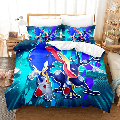 Cute Sonics Boy Bedding Set Exquisite 3D Digital Cartoon Sonics Duvet Cover Comforter Bed Youth Kids Girl Boys Gift