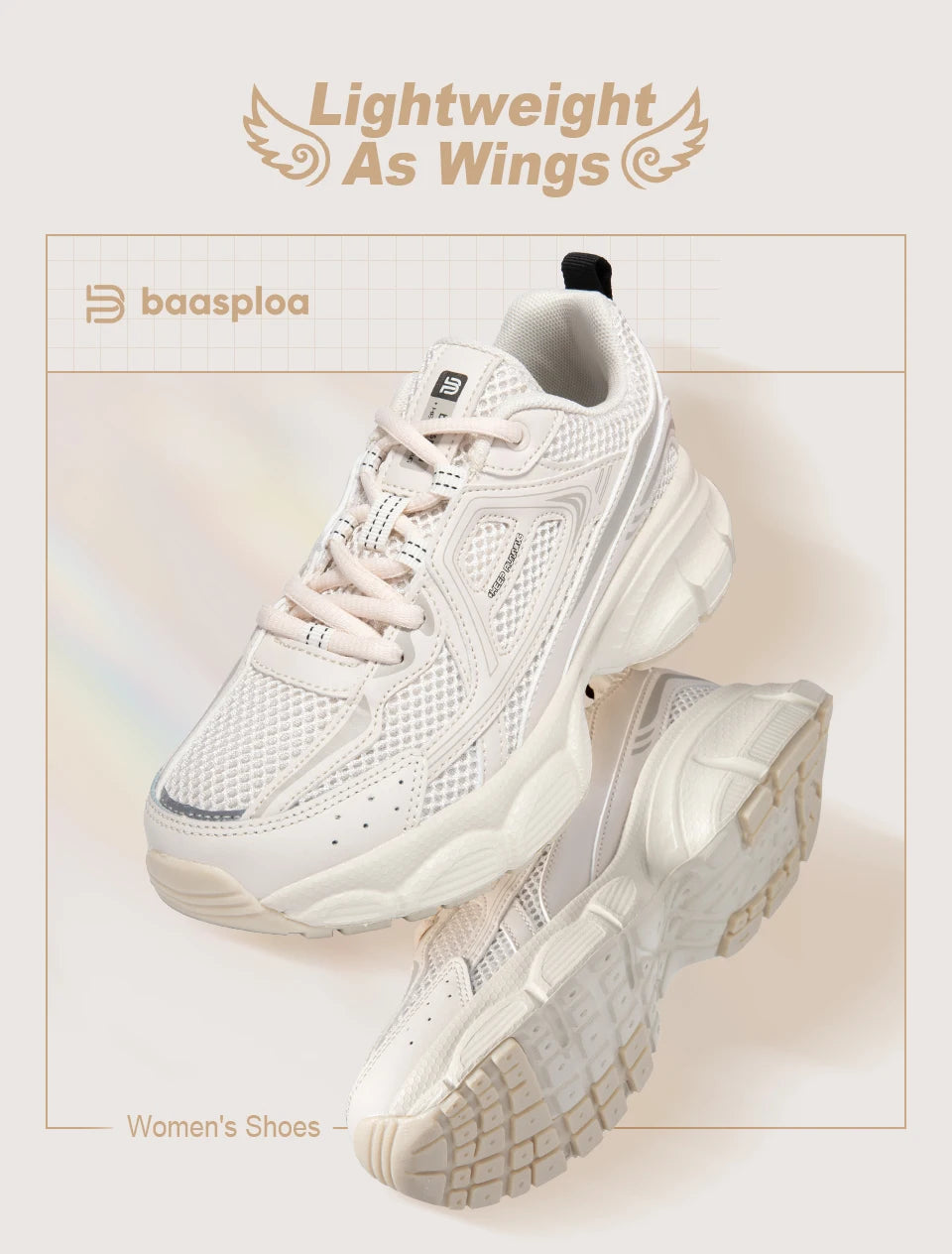 Baasploa Women Running Shoes Fashion Lightweight Mesh Non-slip Jogging Sneaker Female Outdoor Breathable Colorful Casual Shoes