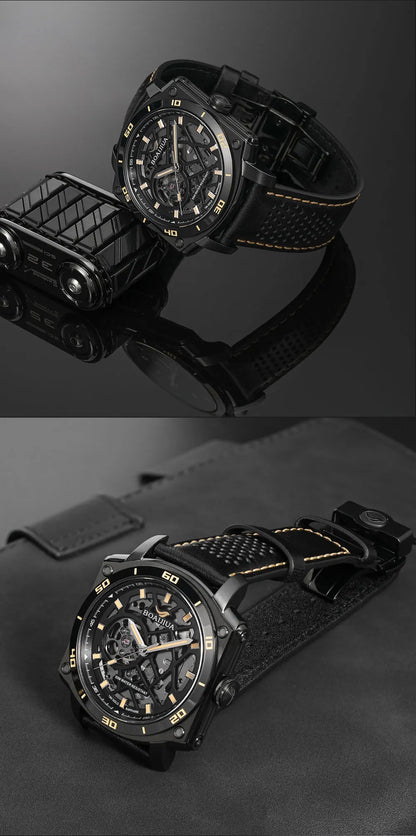 BORIAGE(BOAIJIUA) Men's Fully Automatic Mechanical Watch Original Design Cut out 50m Water Resistant Luminous Wristwatch