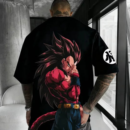 Summer 2026 Dragon Ball oversized T-shirt with power cord, Little Goku, artistic print, neutral casual Y2K