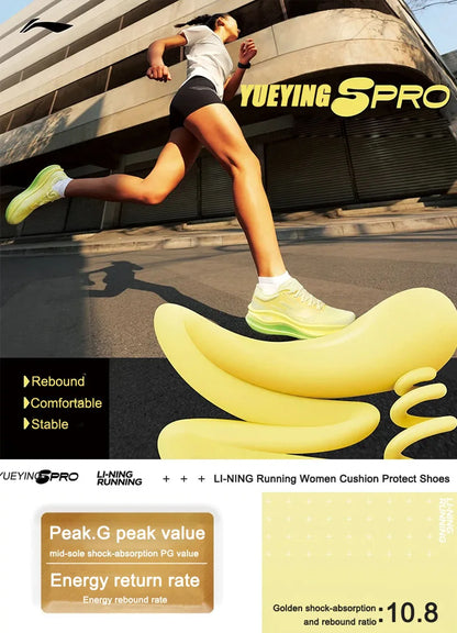 Li-Ning Women's YUEYING 5 PRO Optimized Cushion Running Shoes with Wide Toe Box SUPER BOOM Reflective LiNing Sneakers ARHV014