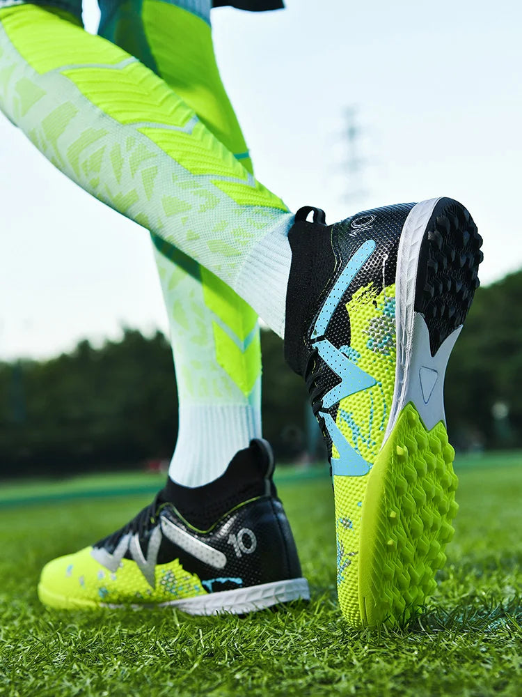 Scarpe da calcio professionali TF Broken Nail per adolescenti, resistenti, modello HighTops, scarpe da allenamento per adulti da esterno antiscivolo