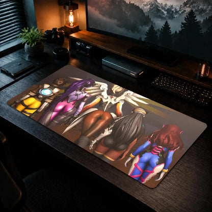 Tapete de Rato Gaming Overwatch para Escritório, Antiderrapante, DIY, Grande, para Teclado e Rato, com Bordas Overlock