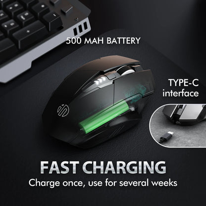 INPHIC A1 Bluetooth Wireless Mouse Rechargeable Tri-Mode 2.4G Optical Mouse for Laptop, Mac, PC, Tablet & Mobile with 1600 DPI