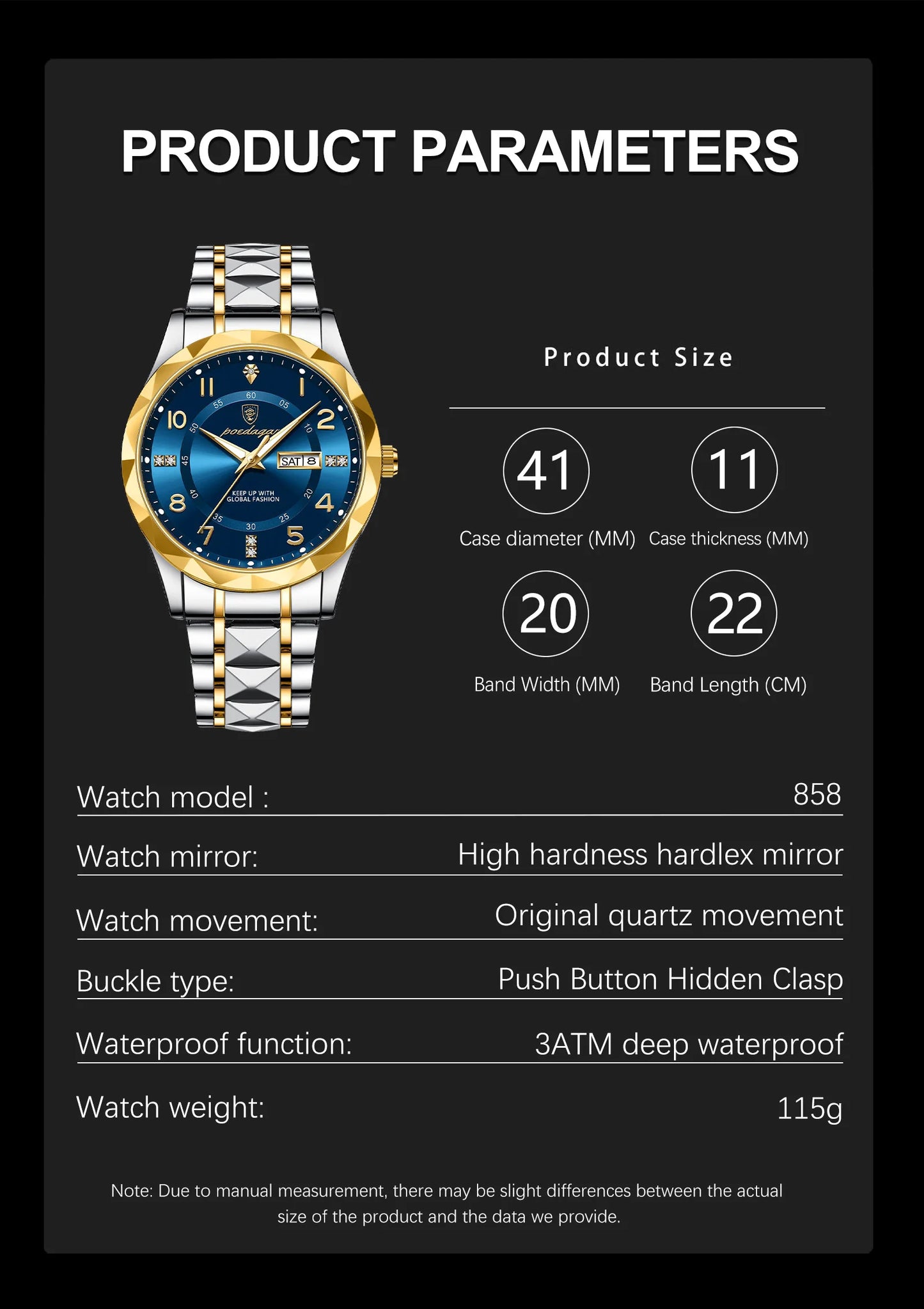 POEDAGAR Top Business Men Quartz Watch Waterproof Date Week Luminous Wristwatch Stainless Steel Fashion Men's Watches Man Clock