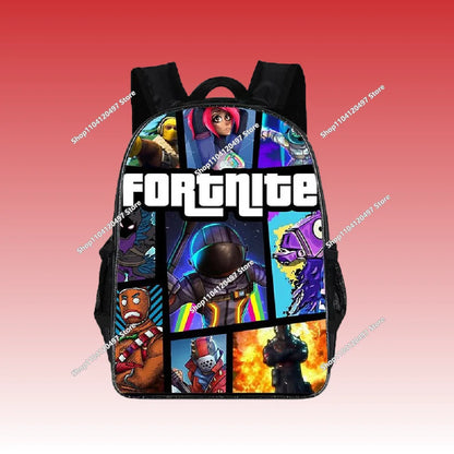 3pcs/set Mochila Fortnite de grande capacidade para estudante, estilo anime e cartoon, estojo, lancheira kawaii, presentes de aniversário