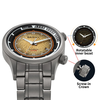 BERNY Titanium Diver Watches for Men 20ATM Super Luminous Automatic Mechanical Men's Dive Watch Sapphire Swim Diving Wristwatch