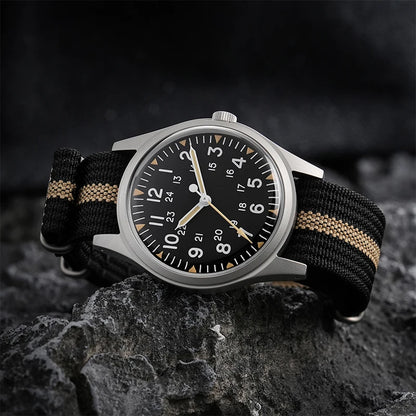Militado ML07 Military Watch VH31 Quartz Movement Sapphire Crystal Luminous AR Coating Vintage Watches 100m Waterproof
