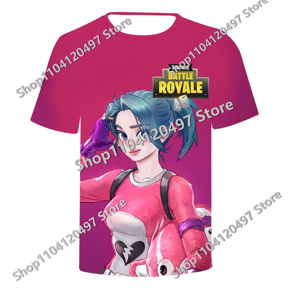 Fortnites Theme Birthday Number T-Shirt Summer Child White Clothes Cartoon Hot Game Short Sleeve Tees Casual Tops Funny Gifts