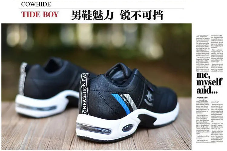 Baskets en cuir pour homme Chaussures décontractées et polyvalentes Chaussures de course d'extérieur antidérapantes Chaussures de skate tendance pour homme Zapatos Homme