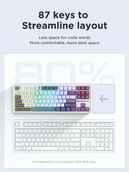 Original AULA F87 Pro Mechanical Keyboard Wireless USB Bluetooth Tri Mode 87 Key RGB PBT Gasket Laptop Gamer PC Gaming Keyboards