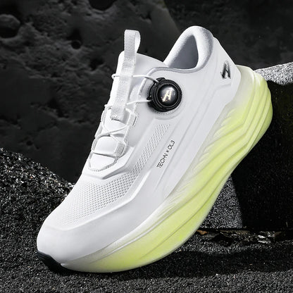 Men's High Platform Running Shoes | Breathable Mesh Athletic Sneakers | Rotating Buckle Quick Wear Casual Walking Shoes