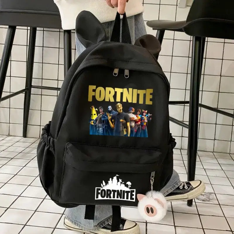 New Fortnite Cartoon Backpack Boy Girl Casual Schoolbag Large Capacity Student Bag Rabbit Ears Travel Backpack Stationery Gift