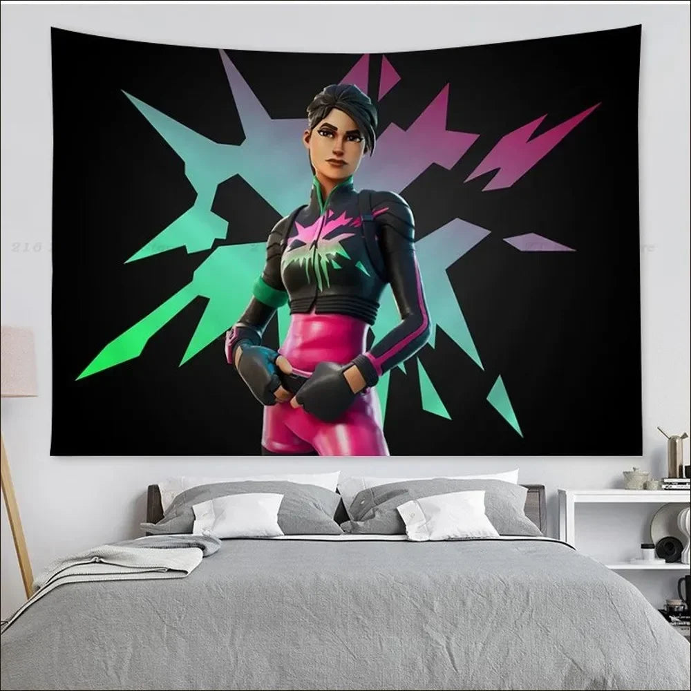 Cartoon Battle Royales F-Fortnites Tapestry Tapestry Art Printing Indian Buddha Wall Decoration Witchcraft Bohemian Home Decor