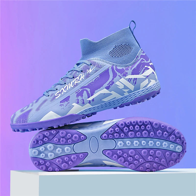 Double Star Men's High-Top TF Turf Football Boots, Youth & Student Edition, Adult & Kids, Professional Match & Training Soccer S