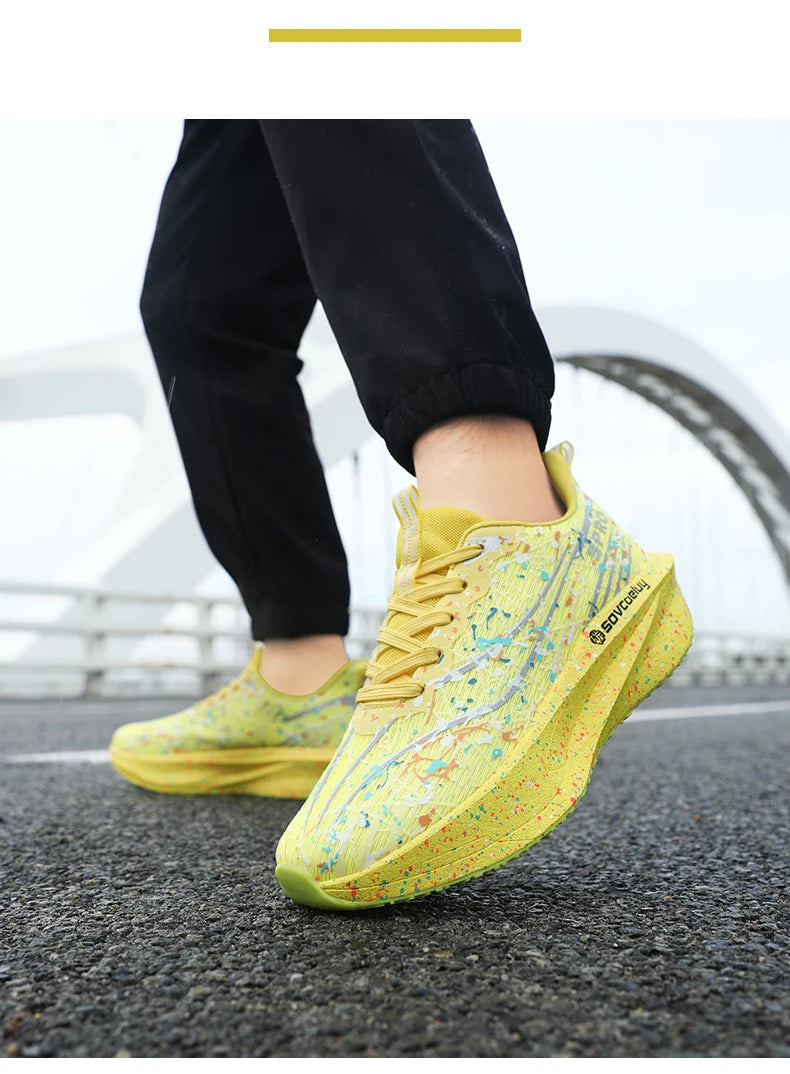 Running Shoes Carbon Board 2026 Marathon Cushion Men Sports Breathable Lightweight Women Comfortable Athletic Nonskid Sneakers
