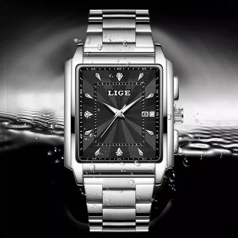 Relogio Masculino LIGE Fashion Military Watch Men Square Mens Watches Top Brand Luxury Waterproof Quartz Chronograph Wristwatch