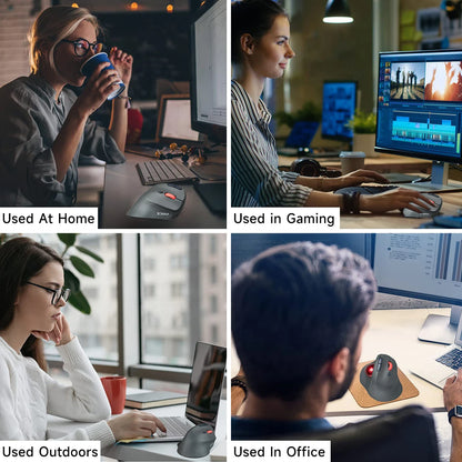 Bezprzewodowa mysz trackball JOMAA, pionowa, ładowalna mysz z kulką, ergonomiczna, cicha mysz gamingowa do komputerów z Windows