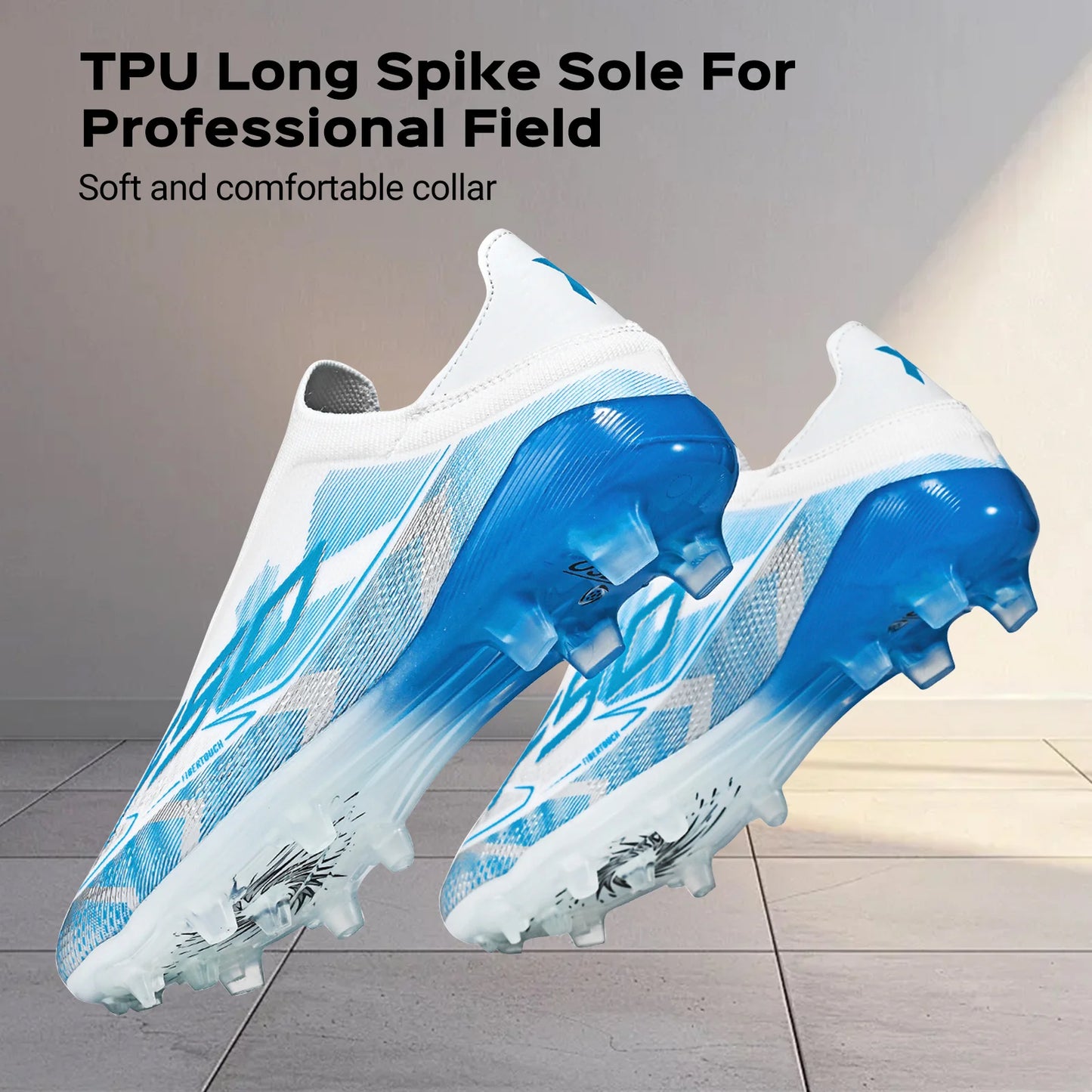 Anti-slip AG/FG Soccer Boots，TPU Shock Absorption Sole，Durable PU Fabric Upper，Teenager Boys Girls Professional Field Sneakers