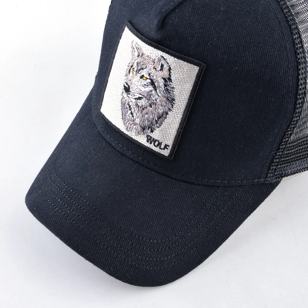 Modna bejzbol kapa s vezenim zakrpama "Wolf", snapback hip hop trucker kape za muškarce i žene, za vanjsku upotrebu, prozračna kapa s vizirom