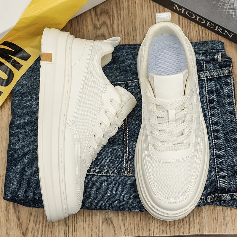British Style Casual Leather Shoes Men Classic Soft Leather Breathable Lace-Up Walking Shoes Flat Brand Minimalist Driving Shoes