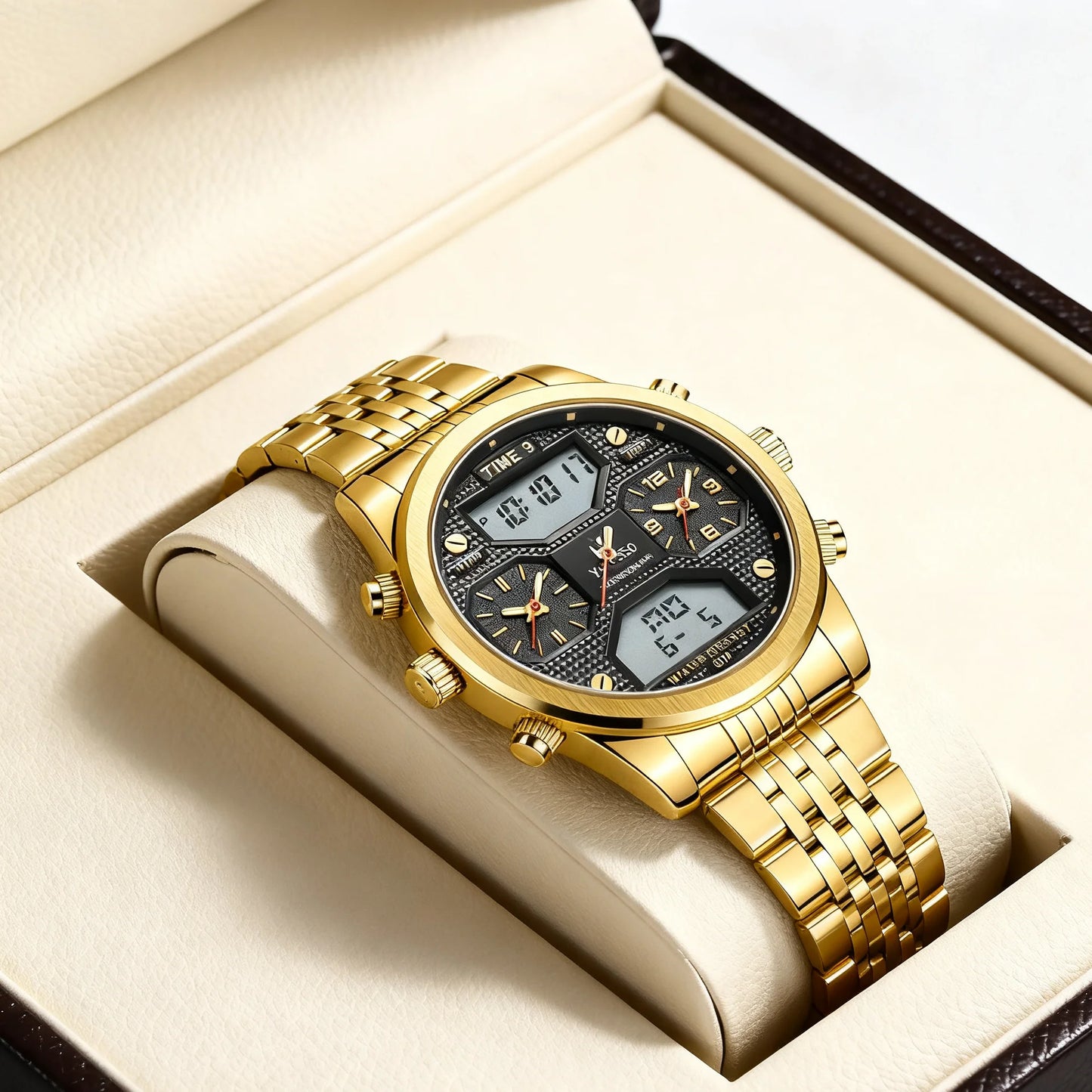Men's Digital Military Sport Watch 3ATM Waterproof Luminous Steel Strap Quartz Wristwatch Fashion Male Clock Reloj Hombre