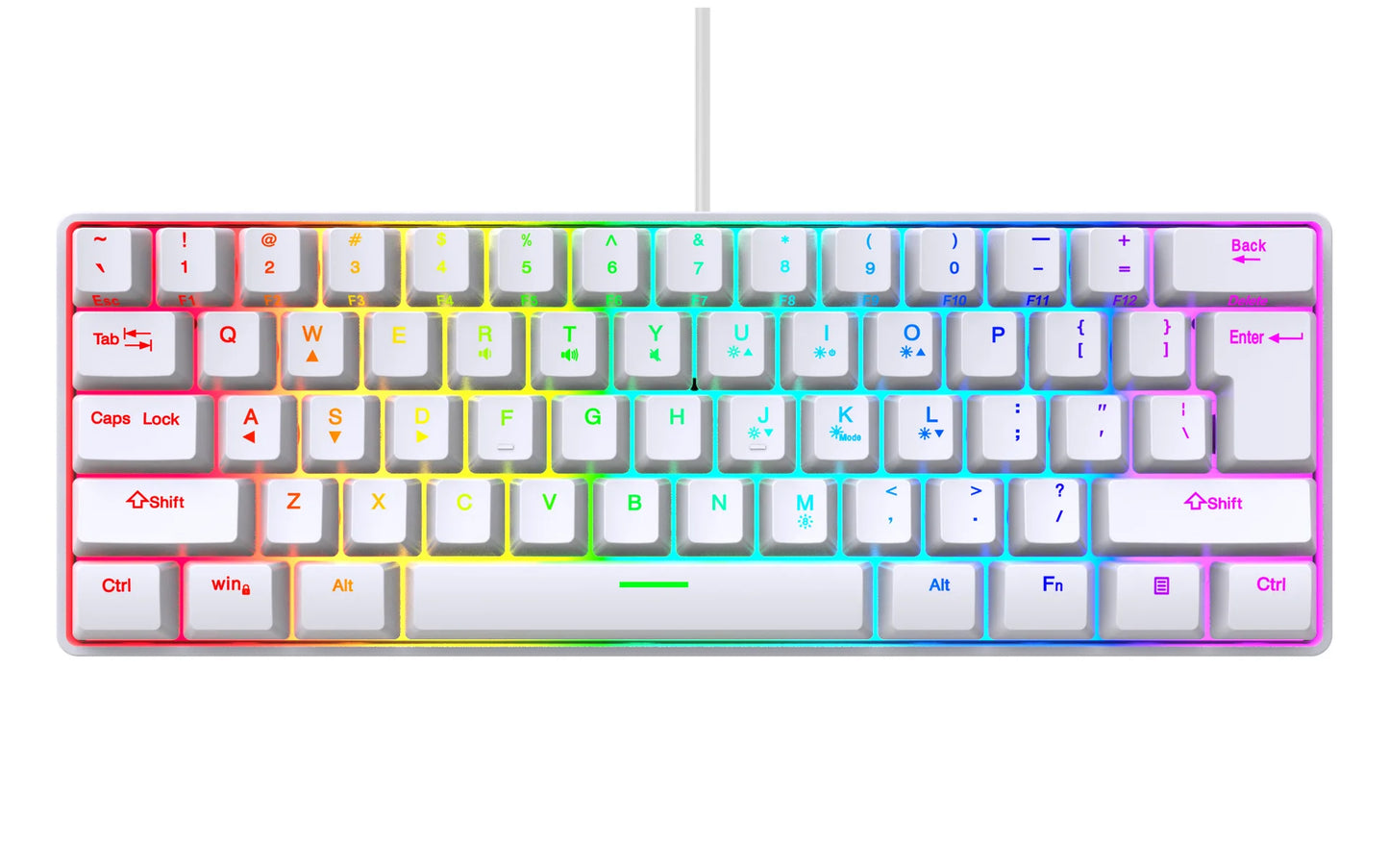Gaming Keyboard, Russian/English RGB Backlit 61 Key Ultra-Compact Keyboard, Waterproof Mechanical Feeling Office Gaming Keyboards