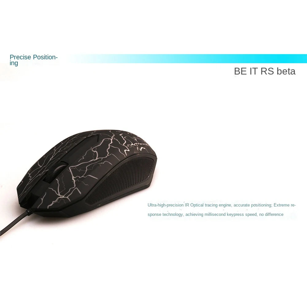 Rato gaming com fios USB 2400 DPI, rato profissional para gamer com retroiluminação LED, rato ergonómico para computador, PC, portátil e MacBook