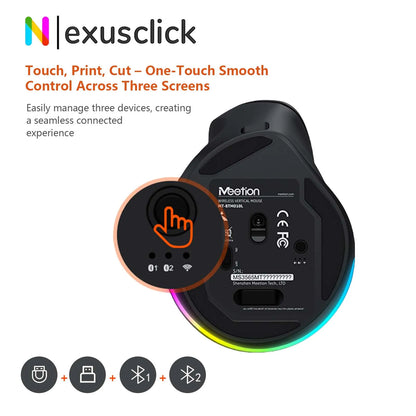 iMice Left Hand Wireless Mouse Bluetooth Ergonomic Mouse, Rechargeable Silent Vertical Mouse, 2400 DPI Bluetooth & 2.4G Wireless Mouse for PC, Laptop & MacBook