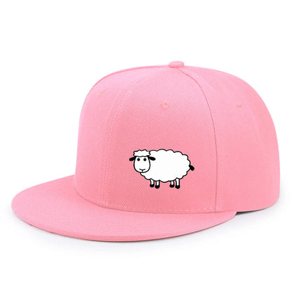 Casquette de baseball unisexe ajustable - Casquette de style urbain à visière plate avec motif de mouton : un accessoire décontracté, polyvalent et personnalisable