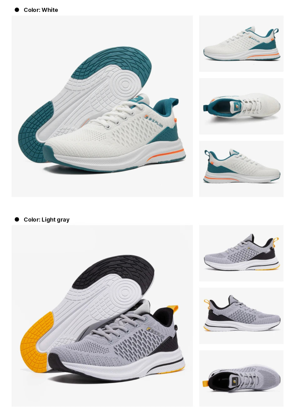 Baasploa Men Running Shoes New Breathable Mesh Sport Sneakers Plus Size 41-48 Male Classic Casual shoes Non-slip Outdoor Comfort